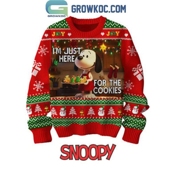 Snoopy I’m Just Here For The Cookies Christmas 2024 Peanuts Ugly Sweater