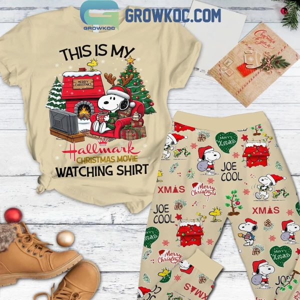 Snoopy Joe Cool Xmas Hallmark Watching Shirt Christmas Fleece Pajamas Set