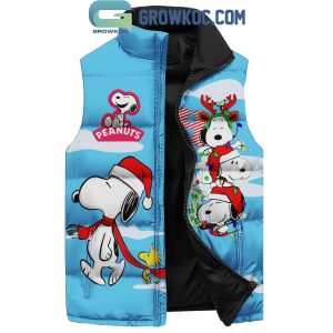 Snoopy Just A Woman Love Christmas 2024 Sleeveless Puffer Jacket