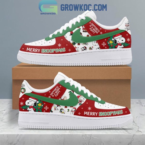 Snoopy Merry Christmas Happiness Is A Warm Puppy Air Force 1 Shoes