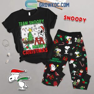 Snoopy Merry Christmas Team Snoopy Fleece Pajamas Set