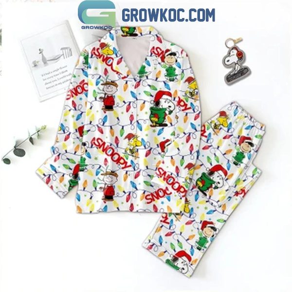 Snoopy Peanuts Christmas Light 2024 Polyester Pajamas Set