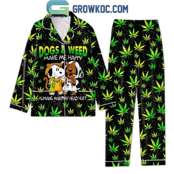 Snoopy Scooby-Doo Dogs Make Me Happy Humans Make My Head Hurt Polyester Pajamas Set