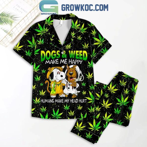 Snoopy Scooby-Doo Dogs Make Me Happy Humans Make My Head Hurt Polyester Pajamas Set