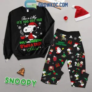 Snoopy This Is My Too Hot For Christmas Fleece Pajamas Set Long Sleeve