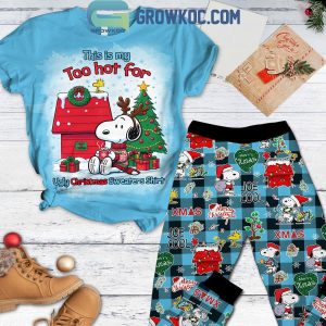 Snoopy This Is Too Hot For My Christmas Ugly Sweater Fleece Pajamas Set