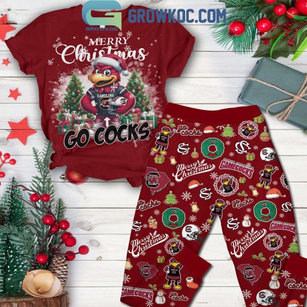 South Carolina Gamecocks Go Cocks Wishing You A Merry Christmas Fleece Pajamas Set