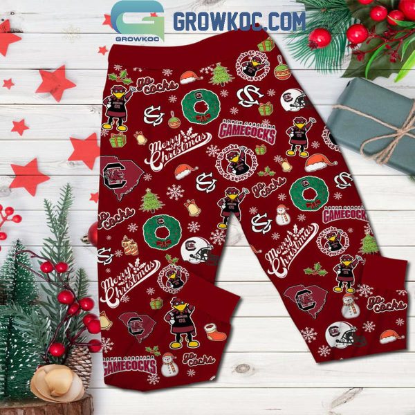 South Carolina Gamecocks Go Cocks Wishing You A Merry Christmas Fleece Pajamas Set