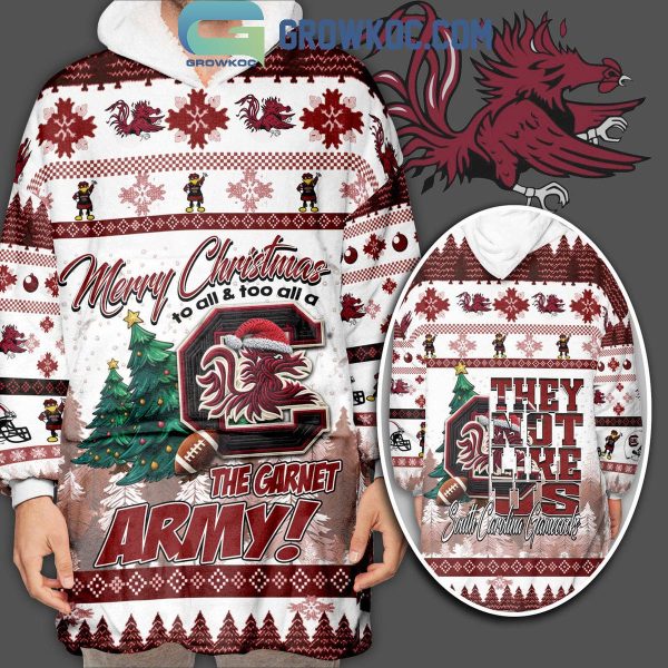 South Carolina Gamecocks The Garnet Army They Not Like Us Christmas Oodie Hoodie Blanket