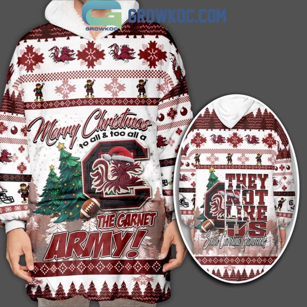 South Carolina Gamecocks The Garnet Army They Not Like Us Christmas Oodie Hoodie Blanket