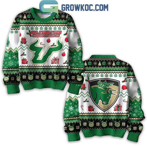 South Florida Bulls All I Want For Christmas Is USF Ugly Sweater