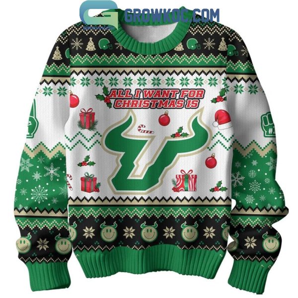 South Florida Bulls All I Want For Christmas Is USF Ugly Sweater