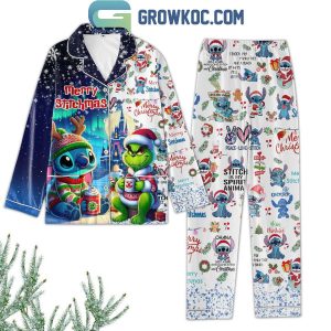 Stitch And Lilo Merry Stitchmas Merry Christmas Polyester Pajamas Set