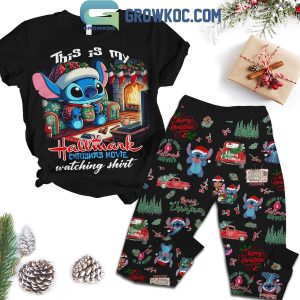 Stitch Christmas This Is My Hallmark 2024 Movie Watching Shirt Fleece Pajamas Set