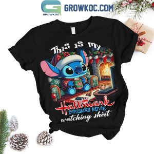 Stitch Christmas This Is My Hallmark 2024 Movie Watching Shirt Fleece Pajamas Set