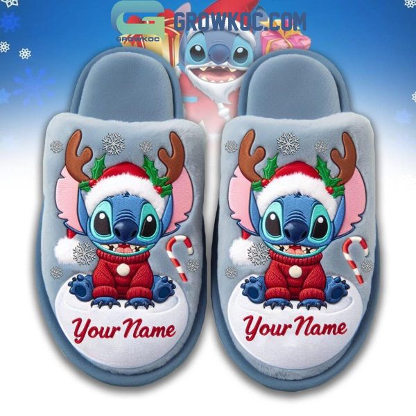 Stitch Merry Christmas Personalized Home Fleece Slippers