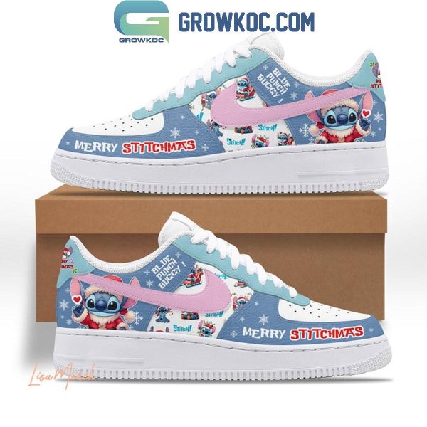 Stitch Merry Stitchmas Blue Punch Buggy Merry Christmas Air Force 1 Shoes