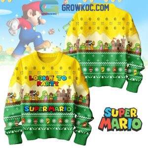 Super Mario 2024 Lookin’ To Party Christmas Ugly Sweater Final Yellow Stage