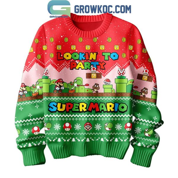 Super Mario 2024 Lookin’ To Party Red Stage Christmas Ugly Sweater