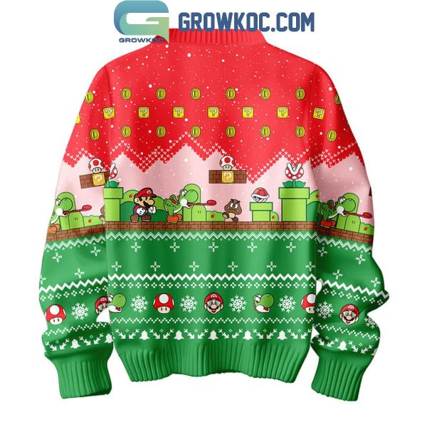 Super Mario 2024 Lookin’ To Party Red Stage Christmas Ugly Sweater