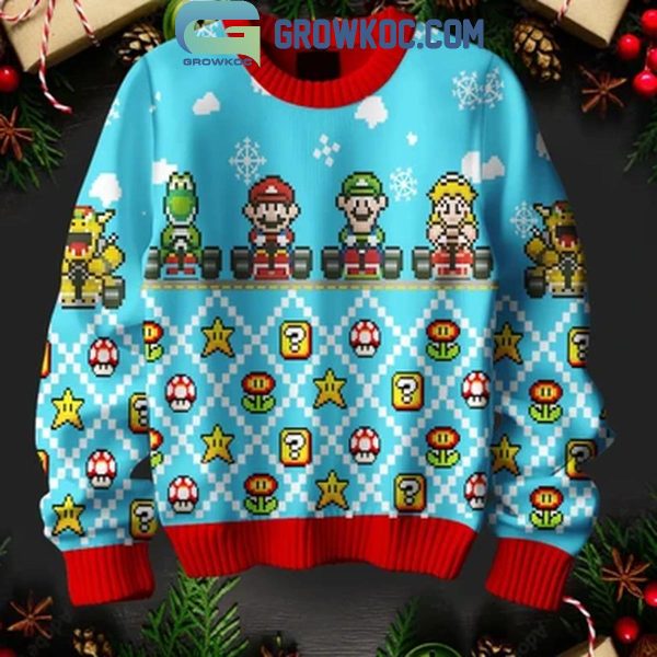 Super Mario And Friends Pixel Video Game Christmas 2024 Ugly Sweater