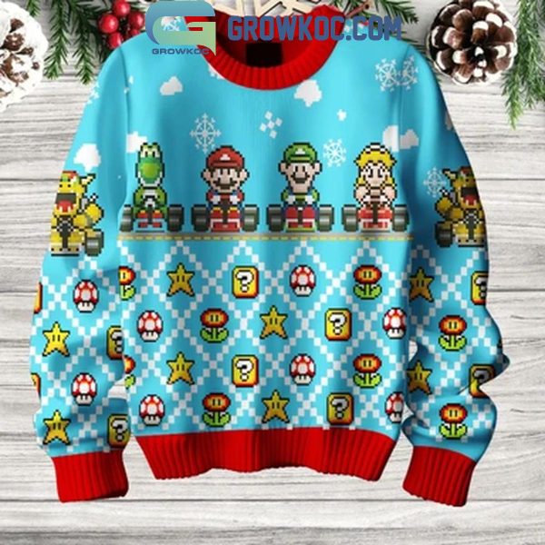 Super Mario And Friends Pixel Video Game Christmas 2024 Ugly Sweater