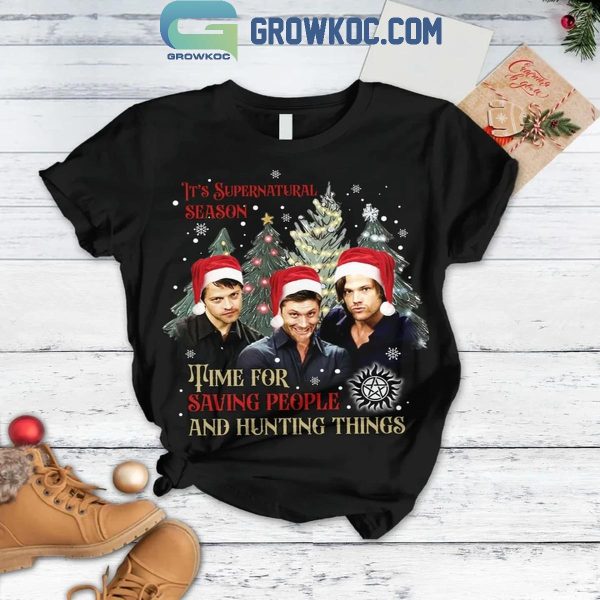 Supernatural It’s Merry Christmas Season Time For Saving People Fleece Pajamas Set