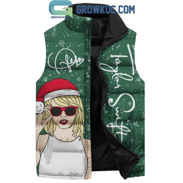 Taylor Swift The Eras Tour 2024 Merry Christmas Swiftmas Sleeveless Puffer Jacket