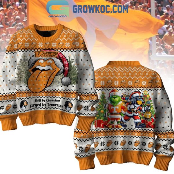 Tennessee Volunteers Built By Champions Forged By Tennessee Christmas Ugly Sweater