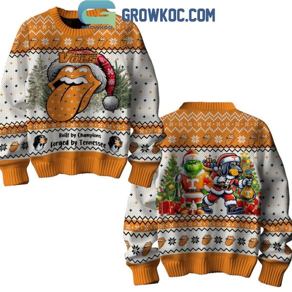 Tennessee Volunteers Built By Champions Forged By Tennessee Christmas Ugly Sweater