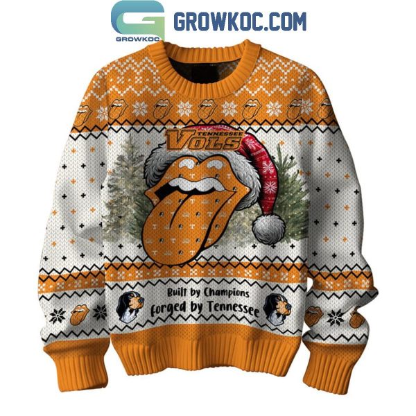 Tennessee Volunteers Built By Champions Forged By Tennessee Christmas Ugly Sweater