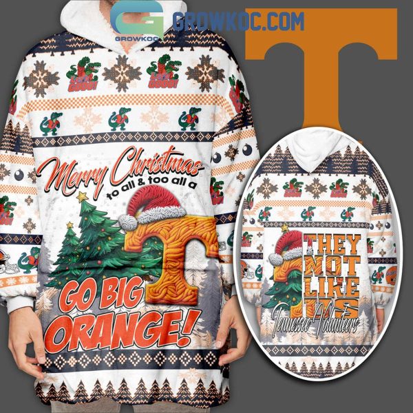 Tennessee Volunteers Go Big Orange They Not Like Us Christmas Oodie Hoodie Blanket