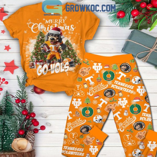 Tennessee Volunteers Go Vols Merry Christmas Football Fleece Pajamas Set