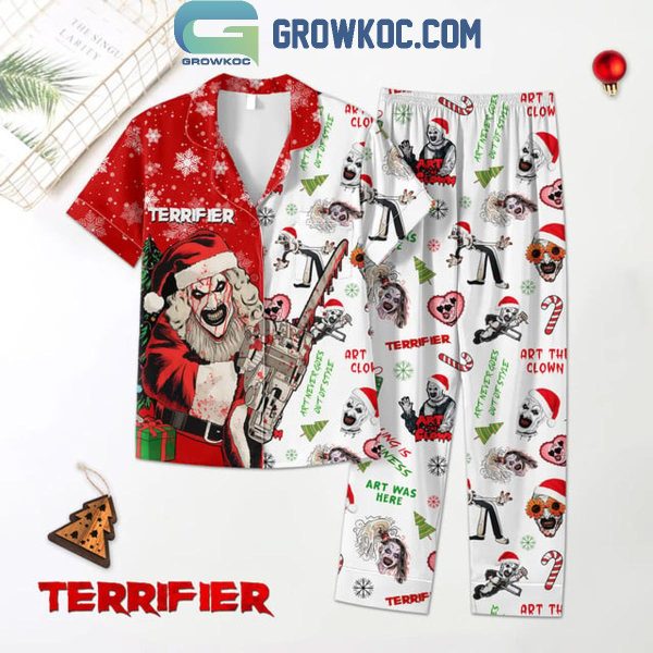 Terrifier 2024 Art The Clown Santa Merry Christmas Polyester Pajamas Set