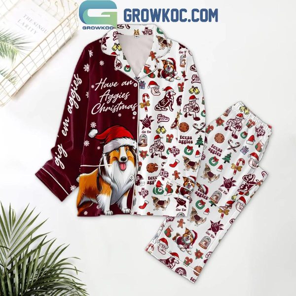 Texas A&M Aggies Christmas Merry Aggies Christmas Polyester Pajamas Set