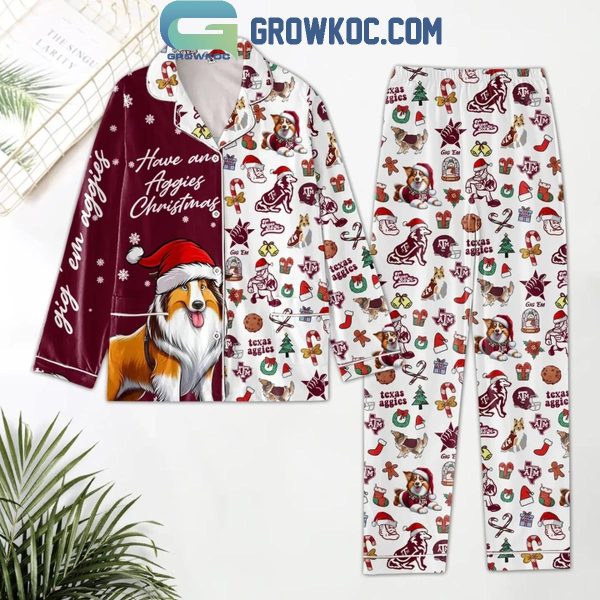 Texas A&M Aggies Christmas Merry Aggies Christmas Polyester Pajamas Set