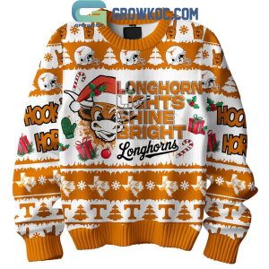 Texas Longhorns Hook ‘Em Horns Longhorns Lights Shine Bright Christmas Ugly Sweater