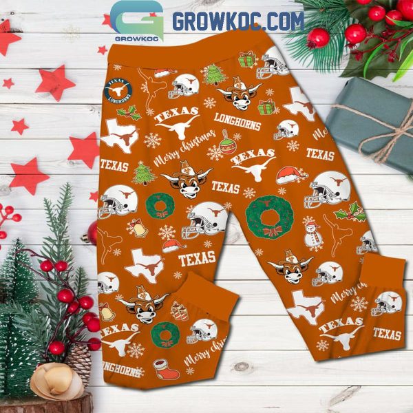 Texas Longhorns Merry Christmas Hook ‘Em Horns 2024 Fleece Pajamas Set