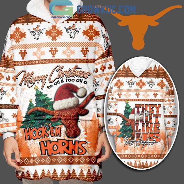 Texas Longhorns Merry Christmas To All Not Like Us Oodie Hoodie Blanket