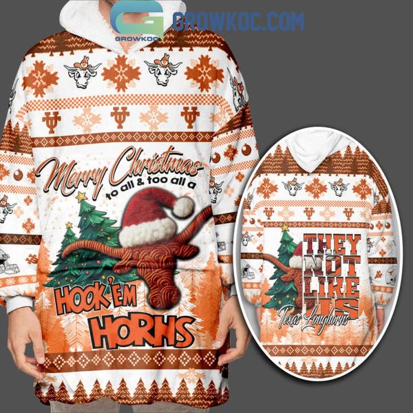 Texas Longhorns Merry Christmas To All Not Like Us Oodie Hoodie Blanket