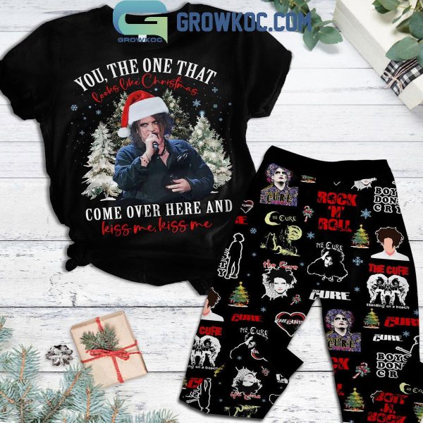 The Cure You The One That Looks Like Christmas Kiss Me Fleece Pajamas Set