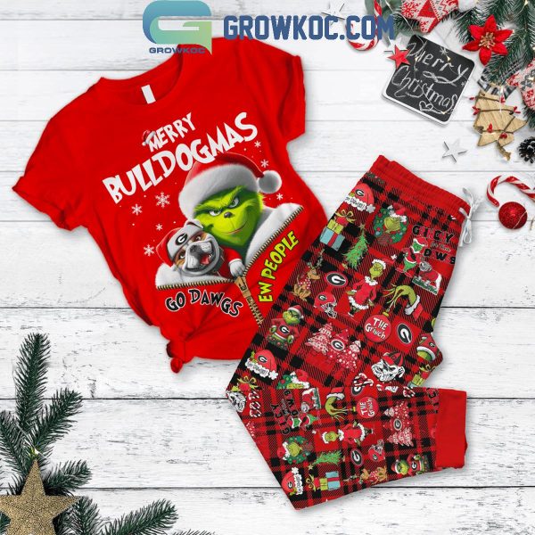 The Grinch Georgia Bulldogs Go Dawgs Christmas Fleece Pajamas Set