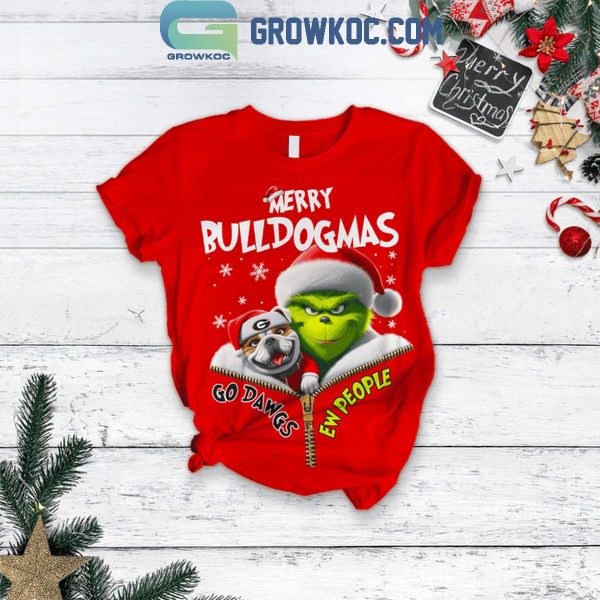 The Grinch Georgia Bulldogs Go Dawgs Christmas Fleece Pajamas Set