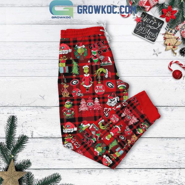 The Grinch Georgia Bulldogs Go Dawgs Christmas Fleece Pajamas Set