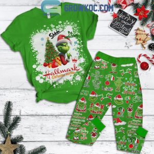 The Grinch Hallmark Merry Christmas Watching Fleece Pajamas Set