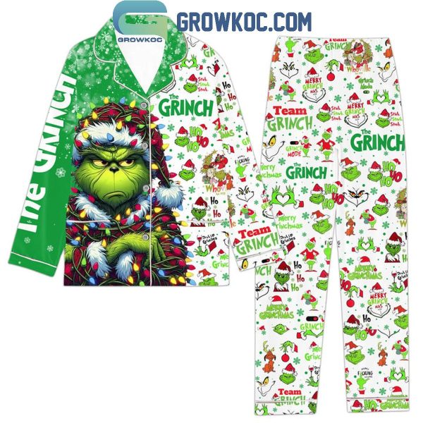 The Grinch Ho Ho Ho With Grinch Mode Merry Christmas Polyester Pajamas Set