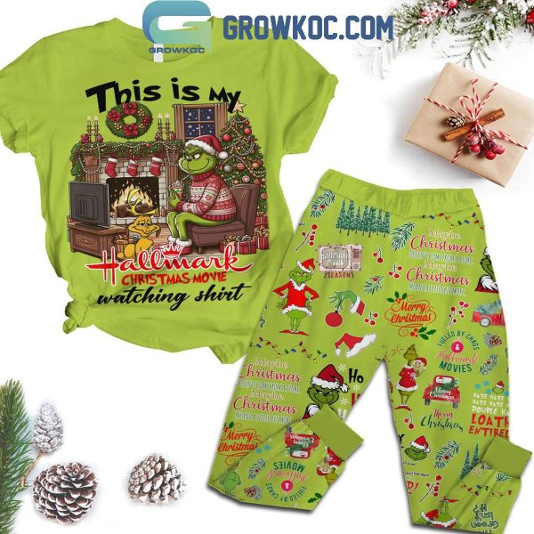 The Grinch Ho Ho This Is My Hallmark Christmas Movie Watching Fleece Pajamas Set