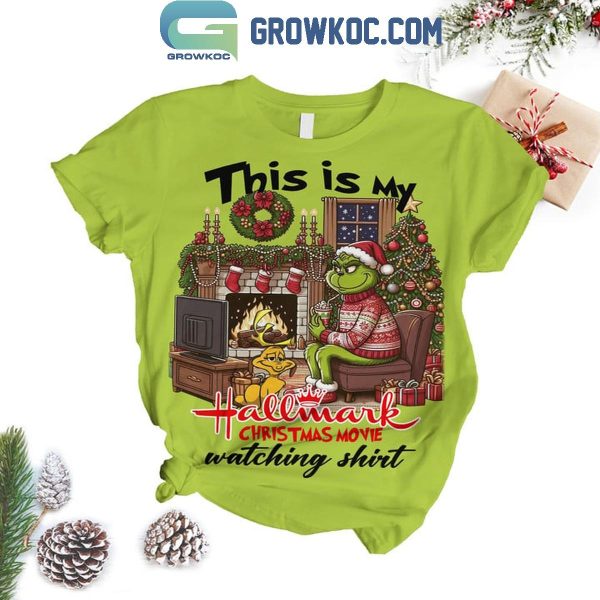 The Grinch Ho Ho This Is My Hallmark Christmas Movie Watching Fleece Pajamas Set