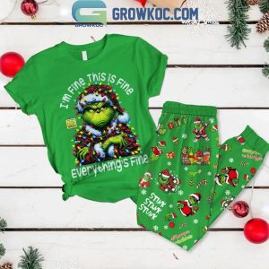 The Grinch I’m Fine This Is Fine In 2024 Christmas Fleece Pajamas Set