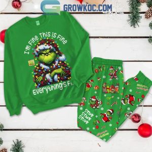 The Grinch I’m Fine This Is Fine In 2024 Christmas Fleece Pajamas Set Long Sleeve